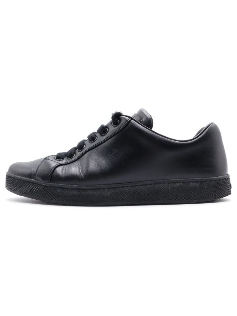 Prada Lace Up Shot Tongue Logo Sneakers Black